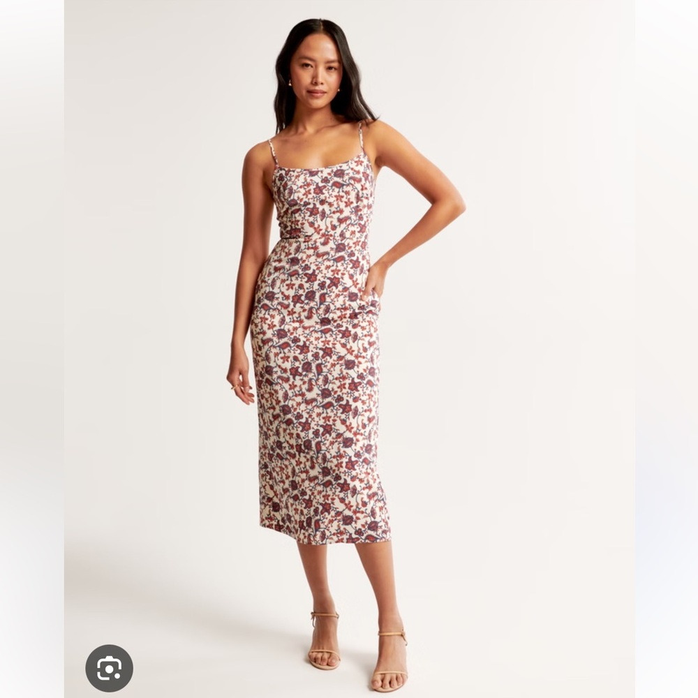 Abercrombie & Fitch Pink Red Midi dress